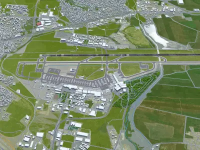 Sofia Airport 12km Low-poly 3D model