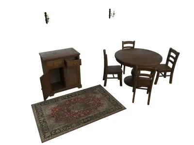 Old Furniture Pack Low-poly 3D model