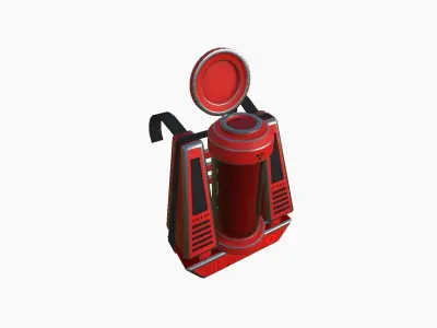 SciFi Backpack J09 Red - Fashion Character Design Low-poly 3D model
