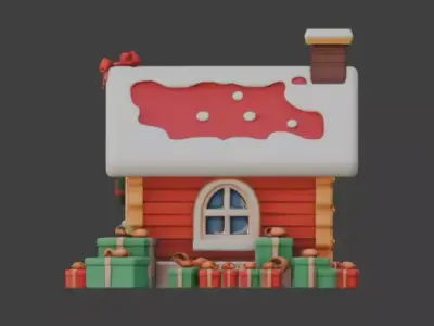 Cartoon Christmas Gingerbread House 3D Model Low-poly 3D model