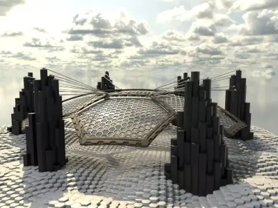 Sci Fi alien architecture landscape 3D model