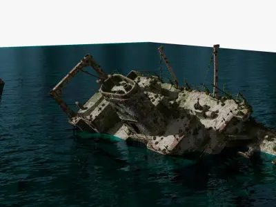  Sunken Vessel Underwater Hull 
