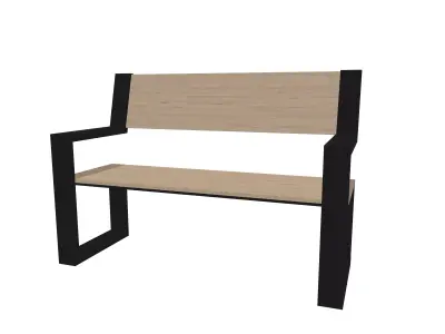 Minimalist Wooden Bench 3D model