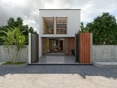 3D Model Interior and Exterior Narrow House Ready to Render 3D model