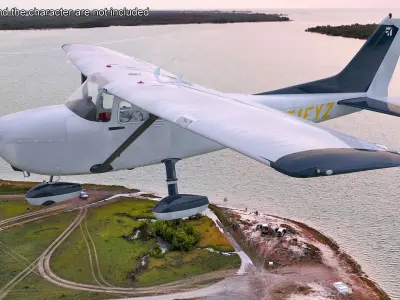  Single Engine Private Airplane Cessna 172 Rigged for Maya 