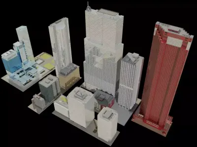 CityBlock01 buildings Low-poly 3D model