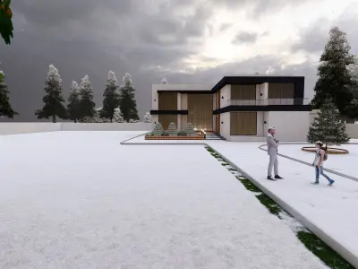 Modern Villa Design  Low-poly 3D model