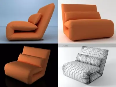 Tattomi chair with orange cushion 3D model