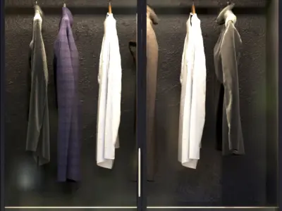 Wardrobe with clothes 3D model