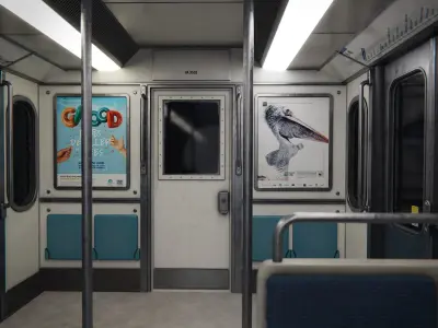 Modular parisian metro interior and exterior 3D model