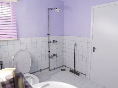 Bathroom with toilet and sink 3D model