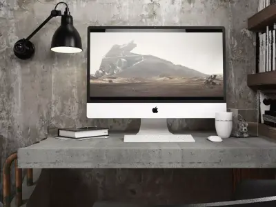 Industrail Desk work space 3D model