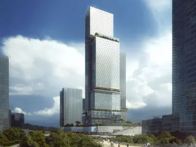 Sleek Twin Office Towers 3D model