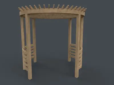 PBR Wooden Pergola Gazebo A6 Low-poly 3D model