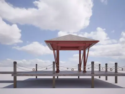 Lotus Yoga Pavilion 3DS Max Vray Corona Low-poly 3D model