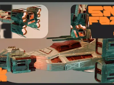 SciFi Spaceship 3D Model Game Dev PBR Textured Low-poly 3D model