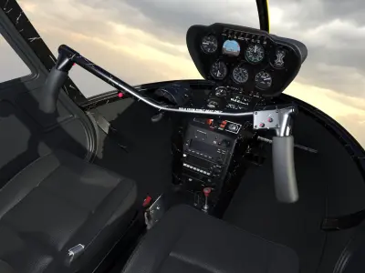  Robinson R22 Aircraft with Bubble Cockpit Yellow Rigged 