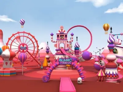 Cartoon scene playground castle arch  3D model