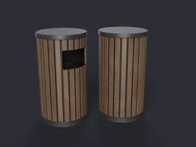 Street Trash Can 41 PBR Game Ready  Low-poly 3D model