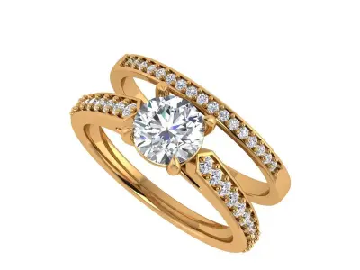Round Diamond Engagement Ring 3D print model shop