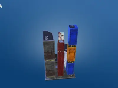 Low Poly Sci-Fi Building 6 - Plaza - Pixel City 3D Asset Pack Low-poly 3D model