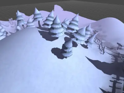 Winter Forest Low-poly 3D model