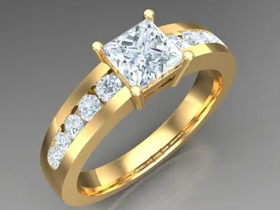 Light Gold Diamond Men Ring 2MR099 3D model