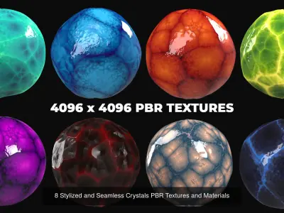 24 Stylized and Seamless Crystals PBR Textures and Materials Texture