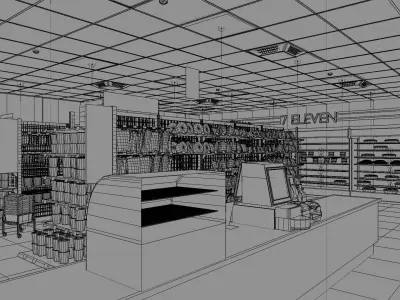 711 Convenience Store Model Japan with blender file Low-poly 3D model