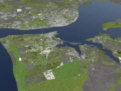 Lisbon Portugal 50x50km 3D City Map 3D model