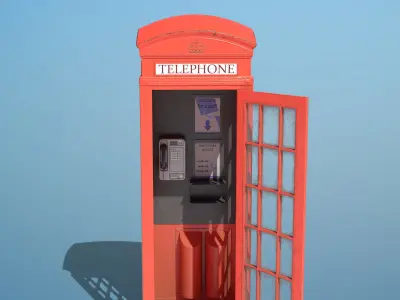 Vintage Phone Booth Low-poly 3D model