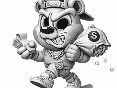 Money Bear Hip Hop Pendant Street Style Cartoon Bear Jewelry 3D print model