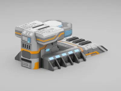 Sci-Fi Military Building - Military Barrack Low-poly 3D model