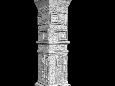 Low poly Mayan Inca Aztec Column Modular Pack Mossy 210616 Low-poly 3D model