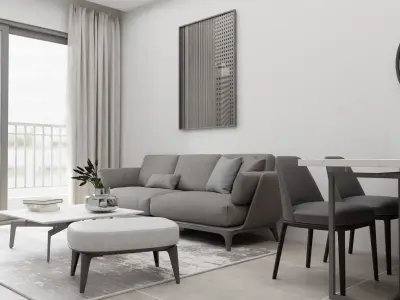 Interior dinner design scene 3D model 3D model