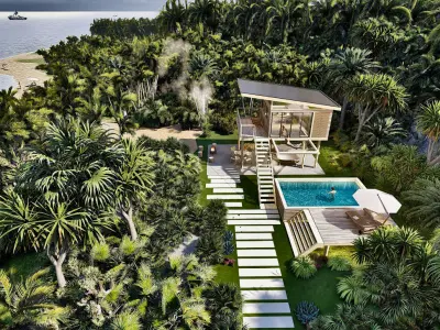 beach hut 3d model Low-poly 3D model