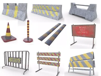 Traffic barriers 3D Model Pack
