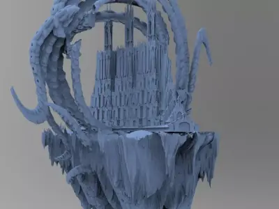 Floating fortress with portal 3D model