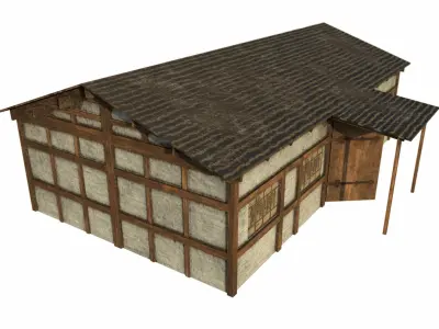 Medieval House Low-poly 3D model 35