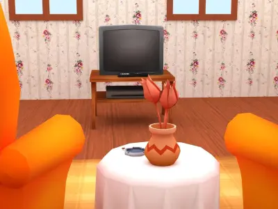 Cartoon Style Simple Living Room Set Low-poly 3D model