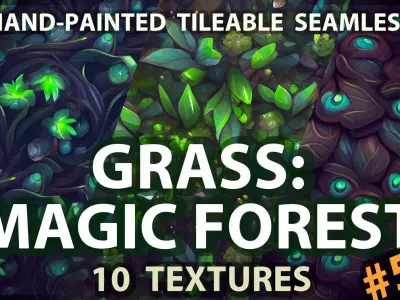 Grass Magic Forest Floor 10 TEXTURES Hand-painted --- PACK 5 --- Texture