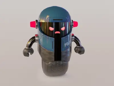 Low-poly robots toy robot wearing helmet Low-poly 3D model