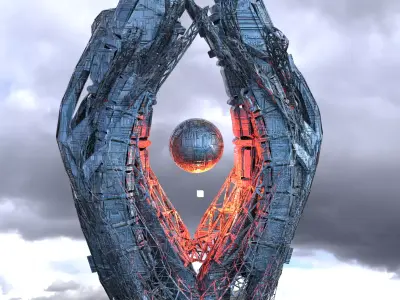 Sci fi eclipse monolith Globe tower 3D model