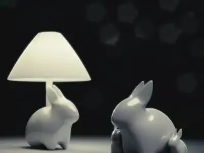 Porcelain Rabbit Table Lamp Free low-poly 3D model