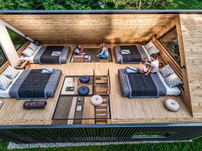 Glamping Pod Vacation House 3D and  basic plans with dimensions Low-poly 3D model