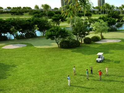 Golf course Low-poly 3D model