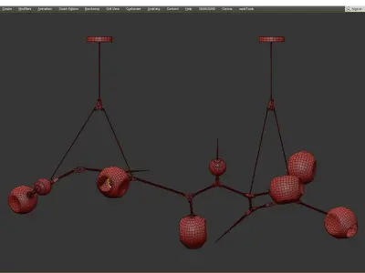 Chandelier bubbles and thorns Low-poly 3D model