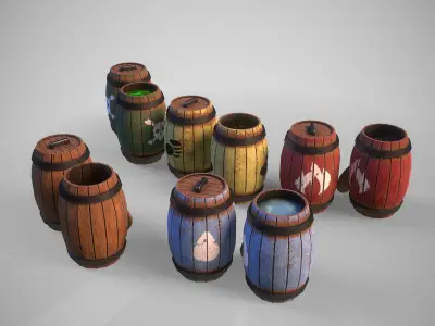 Interactive gameready barrels pack