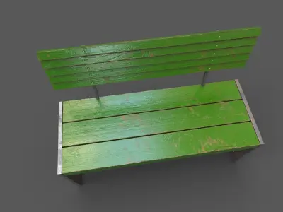 Street Bench Low-poly 3D model