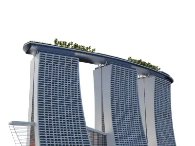 Marina bay building Low-poly 3D model
